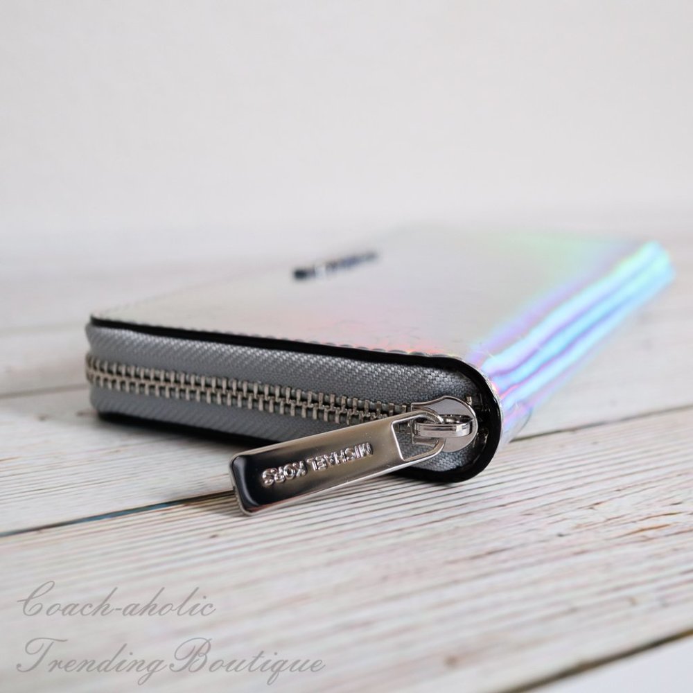 NWT Michael Kors Iridescent Hologram Zip Wallet - Picture 4 of 8